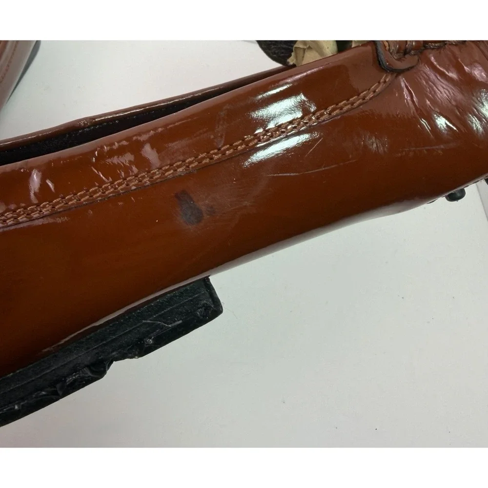 TOD'S Patent Leather Driving Loafers Brown Slip On Women's Size 6.5 Luxury Italy